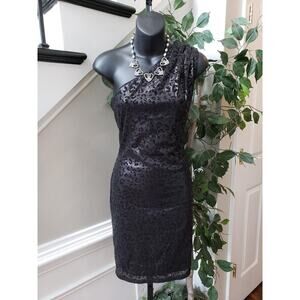 Vintage M60 Miss Sixty Knee Length Dress Size 2 Black Cheetah Velvet Lined
